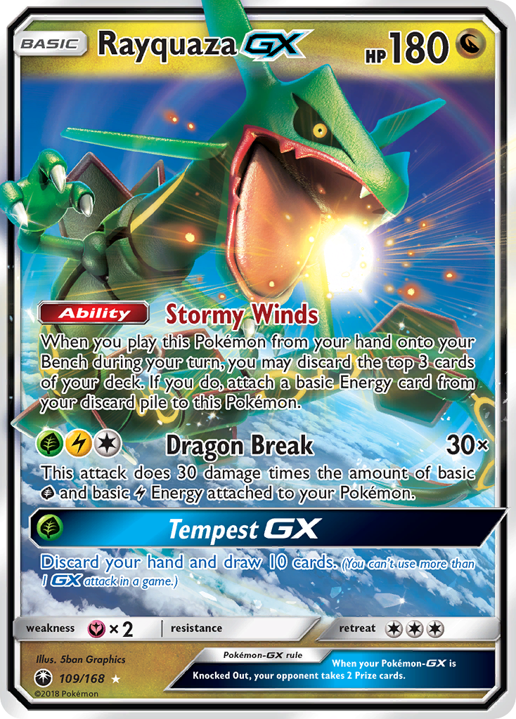 Rayquaza GX 109/168 - SM Celestial Storm Holofoil Lightly Played Rayquaza GX 109/168 - SM Celestial Storm Holofoil Lightly Played
