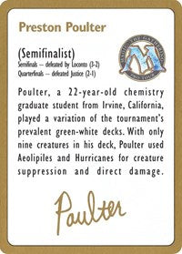 1996 Preston Poulter Biography Card [World Championship Decks] | Gamers Paradise
