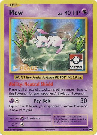 Mew (53/108) (League Promo 1st Place) [XY: Evolutions] | Gamers Paradise