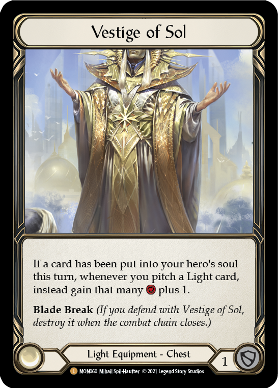 Vestige of Sol [MON060-CF] 1st Edition Cold Foil | Gamers Paradise