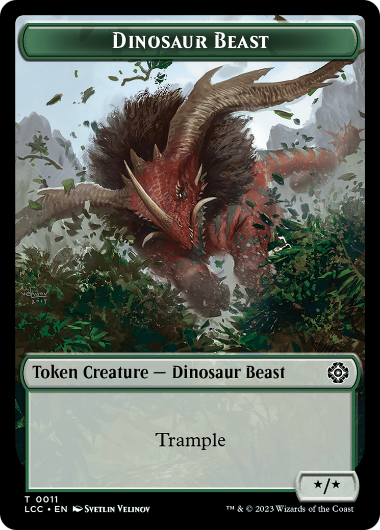 Dinosaur Beast // Dinosaur Double-Sided Token [The Lost Caverns of Ixalan Commander Tokens] | Gamers Paradise