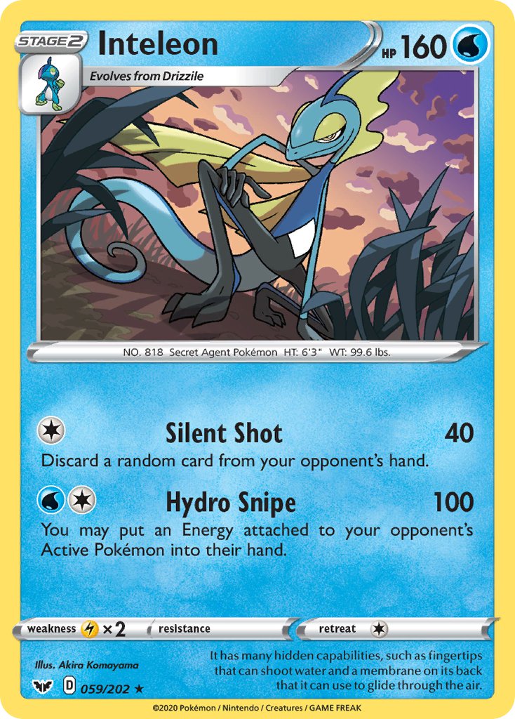 Inteleon (059/202) (Cracked Ice Holo) (Theme Deck Exclusive) [Sword & Shield: Base Set] | Gamers Paradise