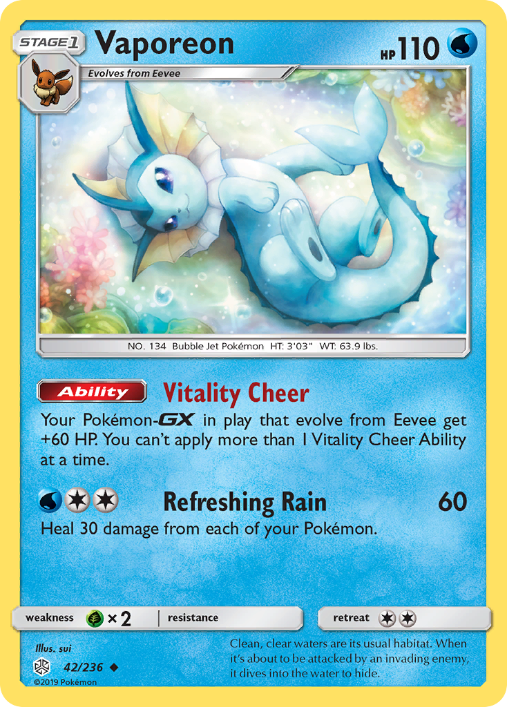 Vaporeon (42/236) [Sun & Moon: Cosmic Eclipse] | Gamers Paradise