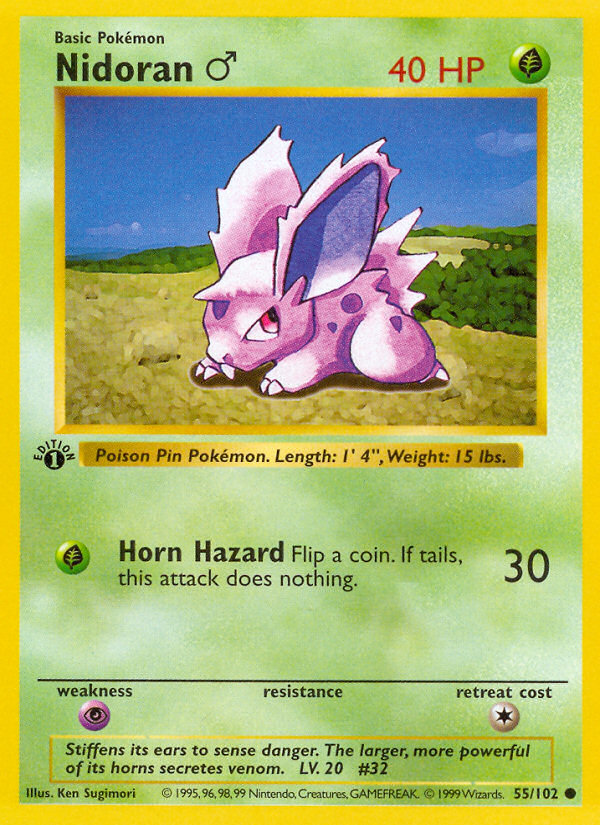 Nidoran (55/102) (Male) (Shadowless) [Base Set 1st Edition] | Gamers Paradise