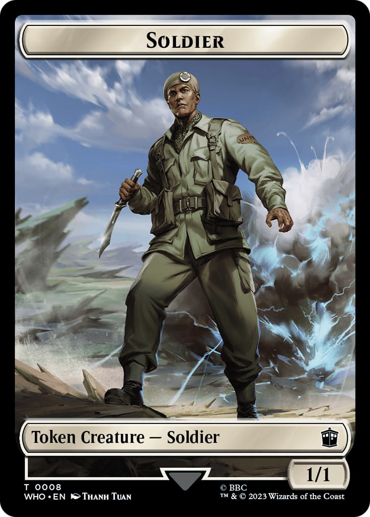Soldier // Dinosaur Double-Sided Token [Doctor Who Tokens] | Gamers Paradise