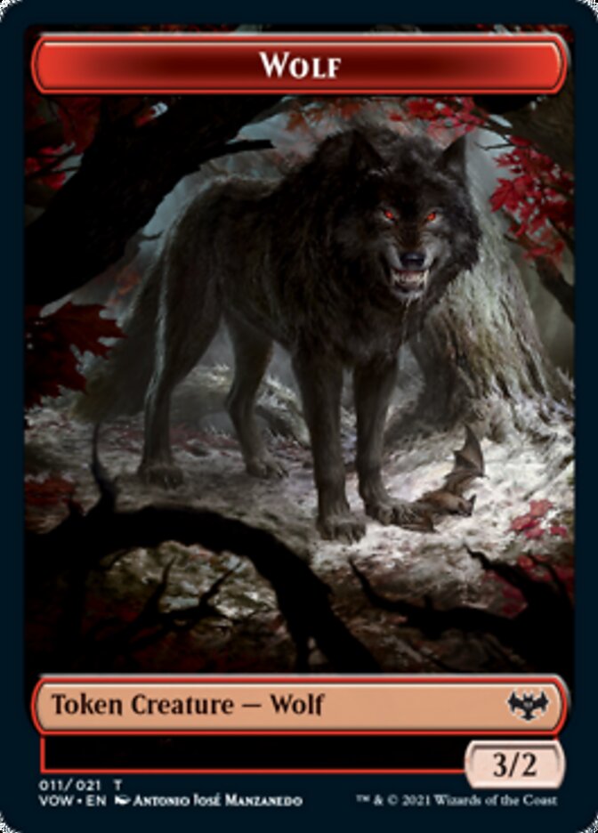 Wolf (011) // Human (010) Double-Sided Token [Innistrad: Crimson Vow Tokens] | Gamers Paradise