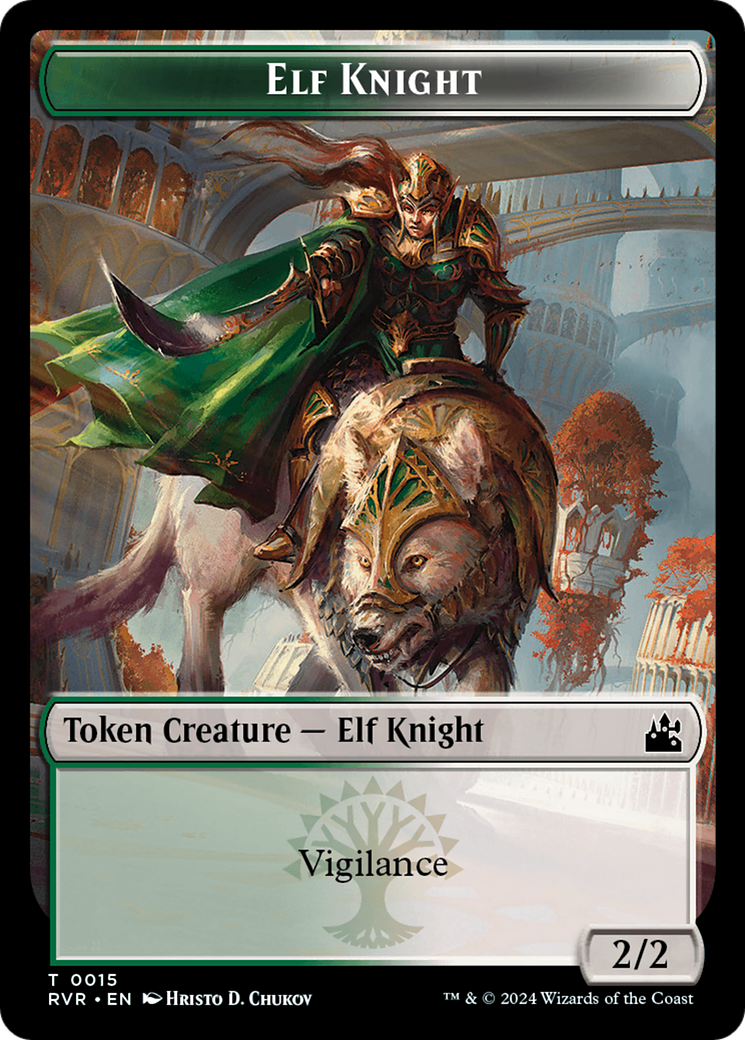 Elf Knight // Angel (0002) Double-Sided Token [Ravnica Remastered Tokens] | Gamers Paradise