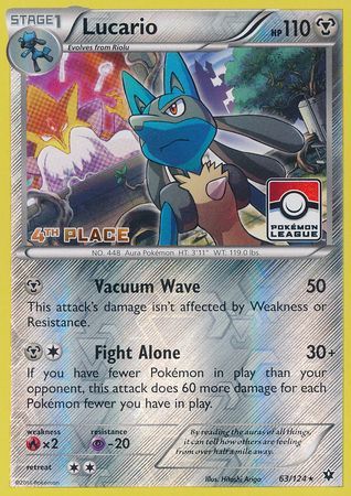 Lucario (63/124) (League Promo 4th Place) [XY: Fates Collide] | Gamers Paradise