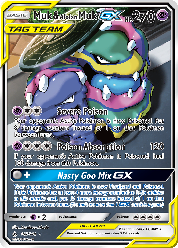 Muk & Alolan Muk GX (197/214) [Sun & Moon: Unbroken Bonds] | Gamers Paradise