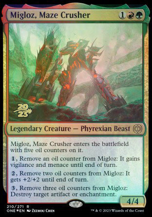 Migloz, Maze Crusher [Phyrexia: All Will Be One Prerelease Promos] | Gamers Paradise