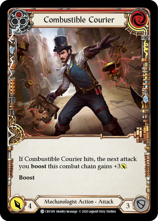 Combustible Courier (Red) [CRU109] 1st Edition Rainbow Foil | Gamers Paradise