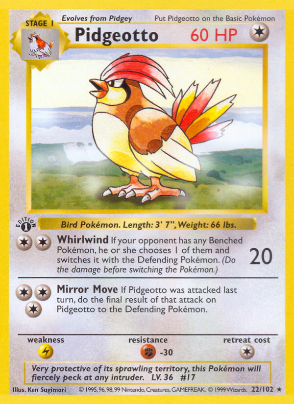 Pidgeotto (22/102) (Shadowless) [Base Set 1st Edition] | Gamers Paradise