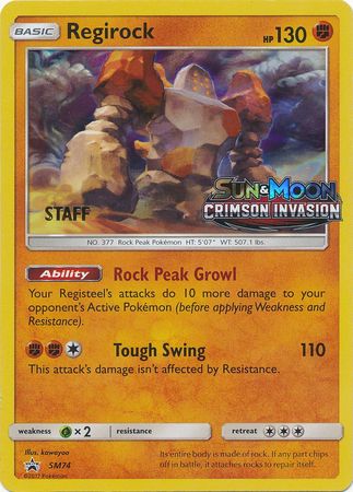 Regirock (SM74) (Staff Prerelease Promo) [Sun & Moon: Black Star Promos] | Gamers Paradise