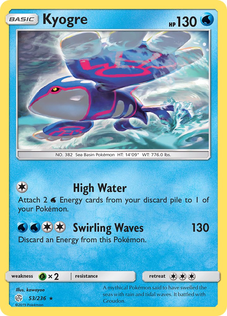 Kyogre (53/236) (Cracked Ice Holo) (Theme Deck Exclusive) [Sun & Moon: Cosmic Eclipse] | Gamers Paradise