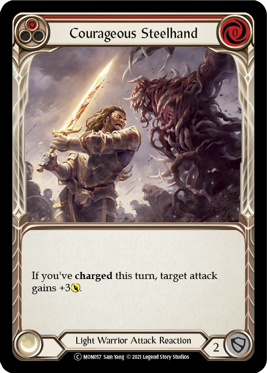 Courageous Steelhand (Red) [U-MON057-RF] Unlimited Rainbow Foil | Gamers Paradise