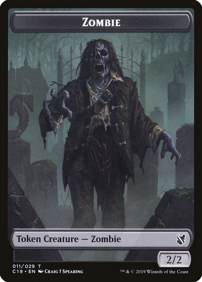 Zombie (010) // Zombie (011) Double-Sided Token [Commander 2019 Tokens] | Gamers Paradise