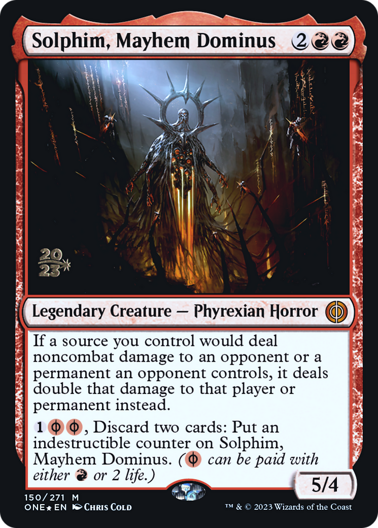 Solphim, Mayhem Dominus [Phyrexia: All Will Be One Prerelease Promos] | Gamers Paradise