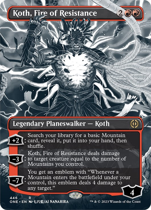 Koth, Fire of Resistance (Borderless Manga Step-and-Compleat Foil) [Phyrexia: All Will Be One] | Gamers Paradise