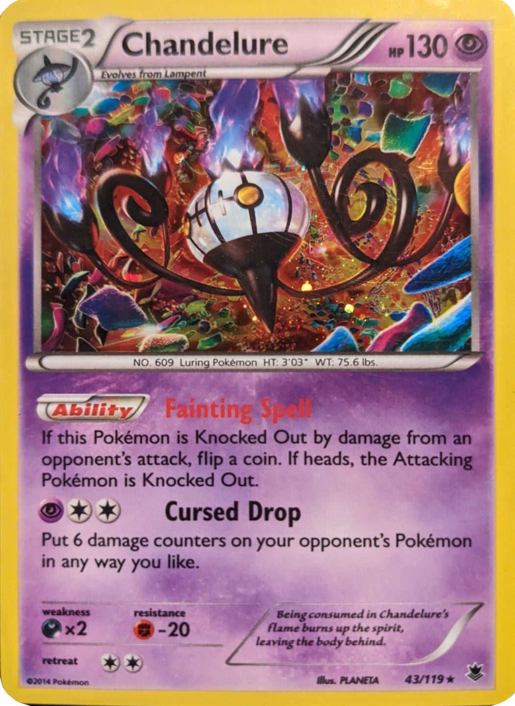 Chandelure (43/119) (Cosmos Holo) [XY: Phantom Forces] | Gamers Paradise