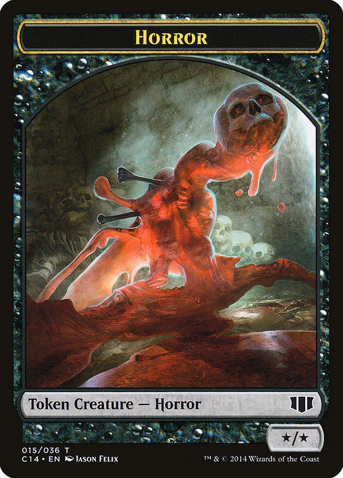 Horror // Zombie (016/036) Double-Sided Token [Commander 2014 Tokens] | Gamers Paradise