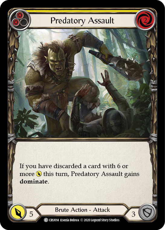 Predatory Assault (Yellow) [CRU014] 1st Edition Rainbow Foil | Gamers Paradise