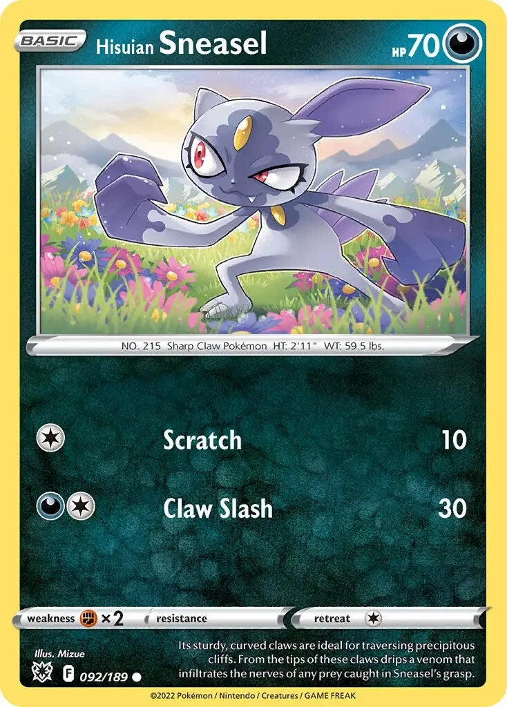 Hisuian Sneasel (092/189) (Theme Deck Exclusive) [Sword & Shield: Astral Radiance] | Gamers Paradise