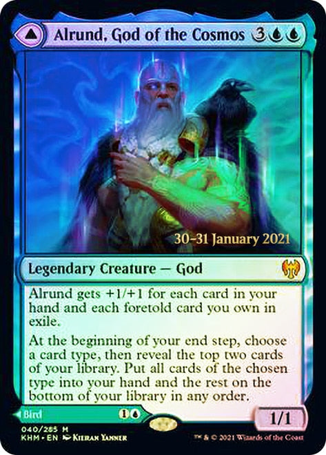 Alrund, God of the Cosmos // Hakka, Whispering Raven [Kaldheim Prerelease Promos] | Gamers Paradise