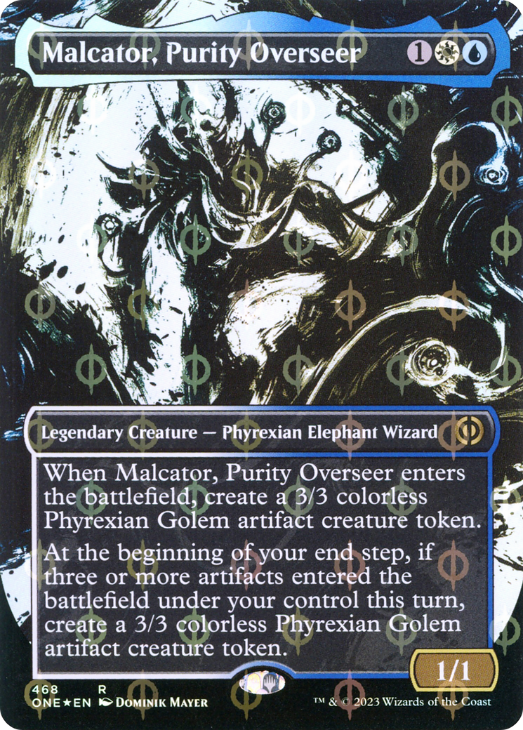 Malcator, Purity Overseer (Borderless Ichor Step-and-Compleat Foil) [Phyrexia: All Will Be One] | Gamers Paradise