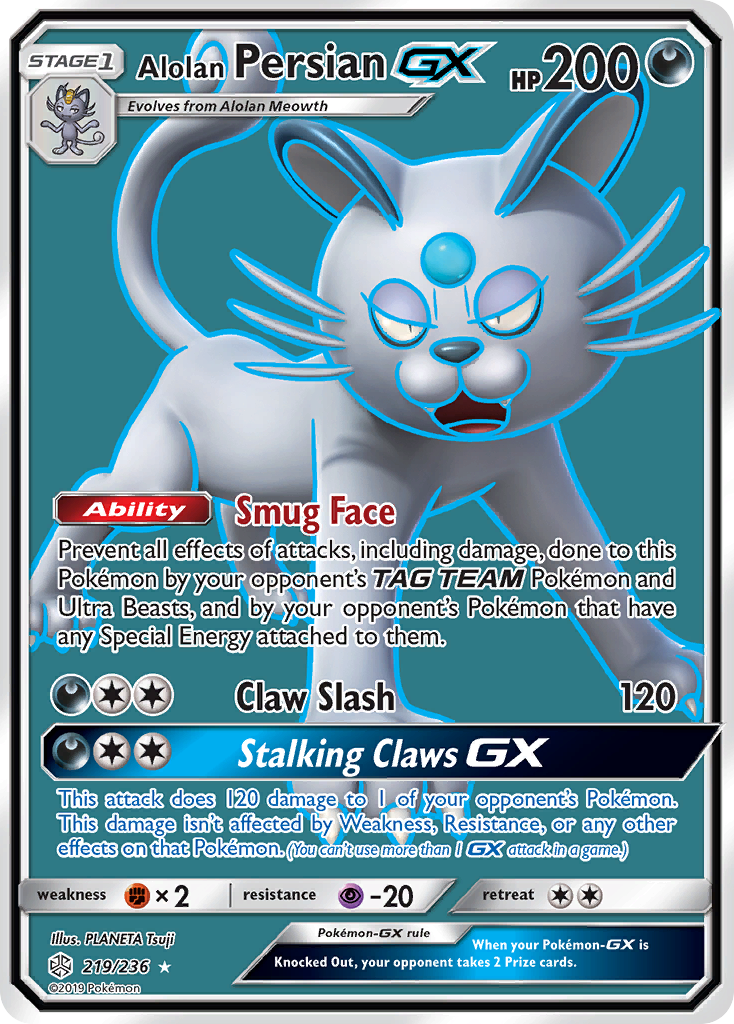 Alolan Persian GX (219/236) [Sun & Moon: Cosmic Eclipse] | Gamers Paradise