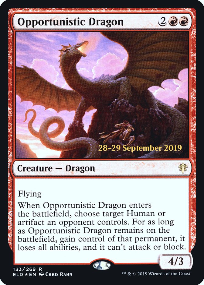 Opportunistic Dragon [Throne of Eldraine Prerelease Promos] | Gamers Paradise