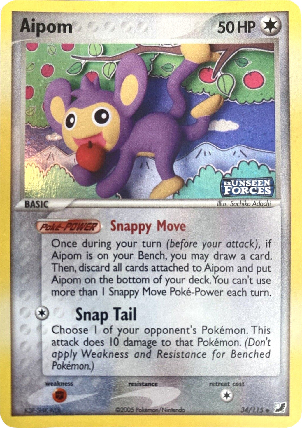 Aipom (34/115) (Stamped) [EX: Unseen Forces] | Gamers Paradise
